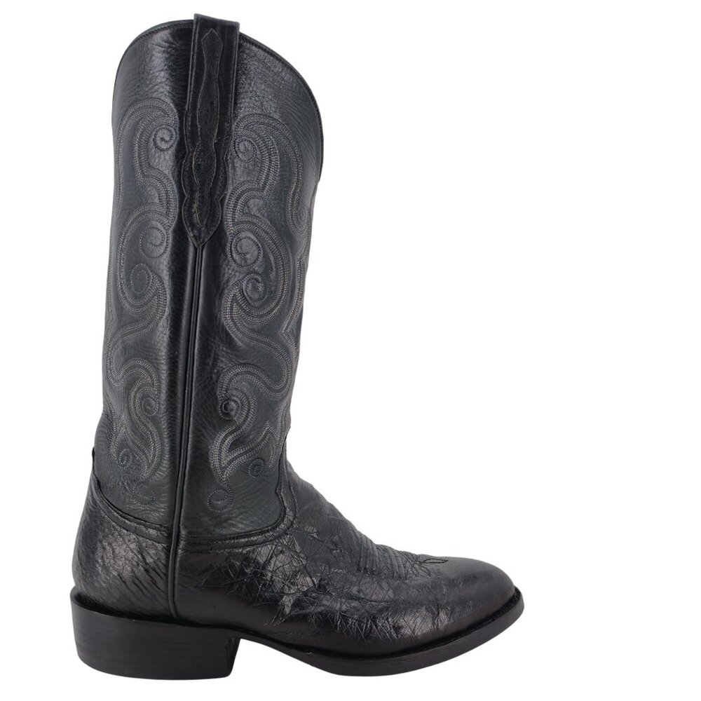 Luskey's Ryon's Mens size 9.5D Black Ostrich Exotic Leather Cowboy Western Boots - Picture 12 of 16